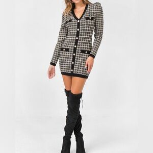 Vici Glad You're Here Puff Sleeve Tweed Dress